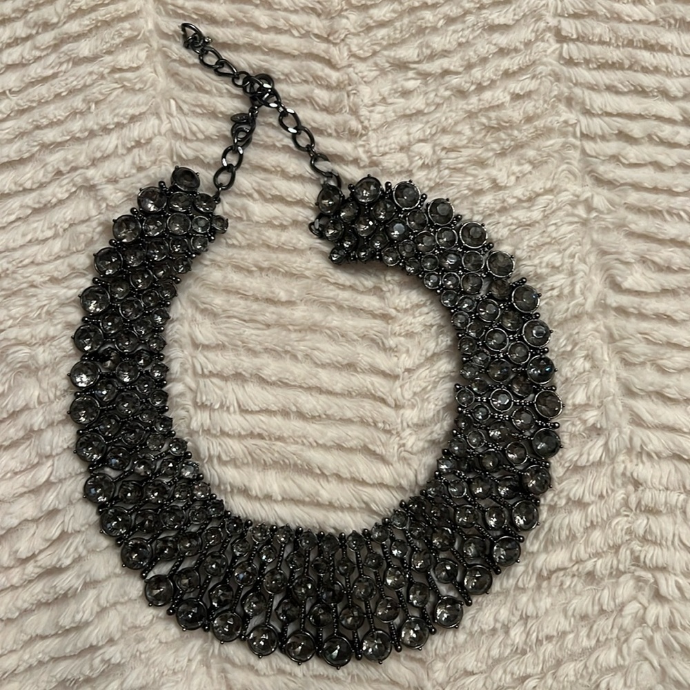 Express Black Rhinestone Statement Necklace